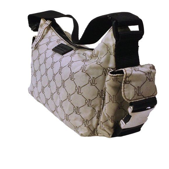 Lauren Ralph Lauren TopCarry Logo Fabric Utility Handbag 10x7 Pockets Duty-Strap - Picture 3 of 8